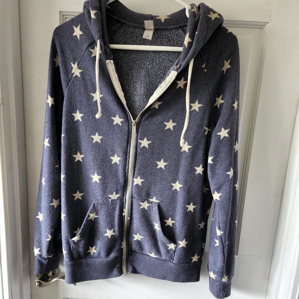 Alternative Apparel hoodie navy with stars medium